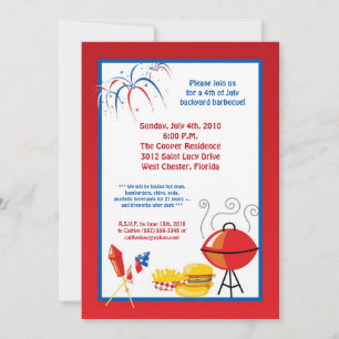 5x7 Einladung zur 4. Juli Party Barbecue Feier