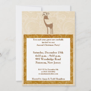 5x7 Élégant Reindeer Golden Scrolls Invitation