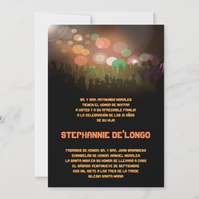 5x7 Espagnol Quinceanera Invitation d'anniversaire (Devant)