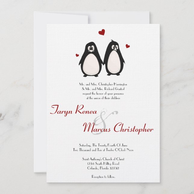 5x7 Faire-part de mariage de couple d'amoureux de  (Devant)
