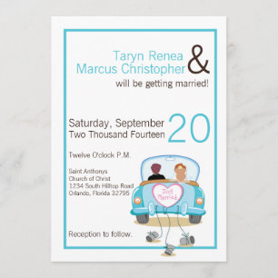 5x7 Faire-part de mariage de voitures de chambre d