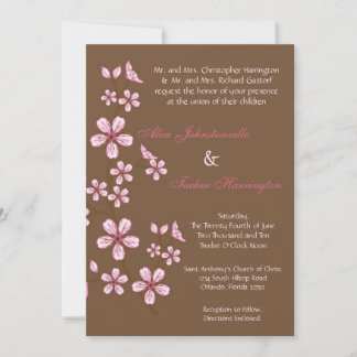 5x7 Faire-part de mariage en lin de fleurs de ceri