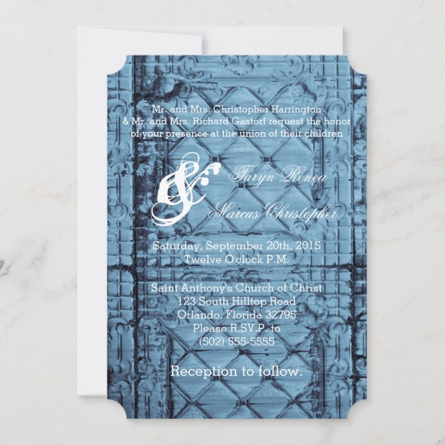 5x7 Faire-part de mariage Panneau Rustique Couverc (Devant)