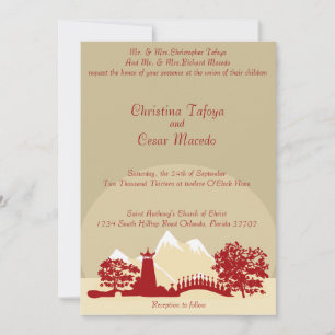 5x7 Faire-part de mariage Snowcap Mtns Asian Garde