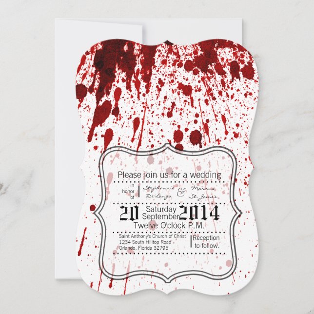 5x7 Faire-part de mariage Splatz Vampire Goth (Devant)