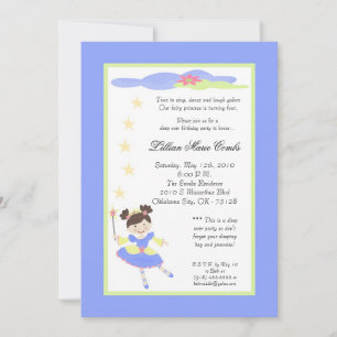 5x7 Fairy Princess Lilac Anniversaire Invitation