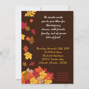5x7 Fall quitte Thanksgiving Party Invitation