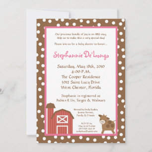 5x7 Farm Red Barn Cow Baby Shower Invitation Einladung