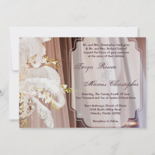 5x7 Feder Zentrum Stück Glamouröse Hochzeitseinlad Einladung