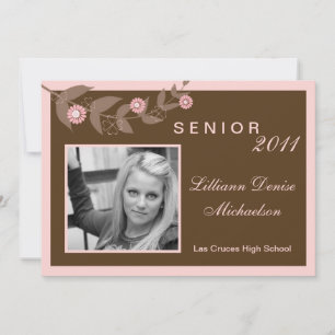 5x7 Fleurs roses Floral Photo Senior Faire-part