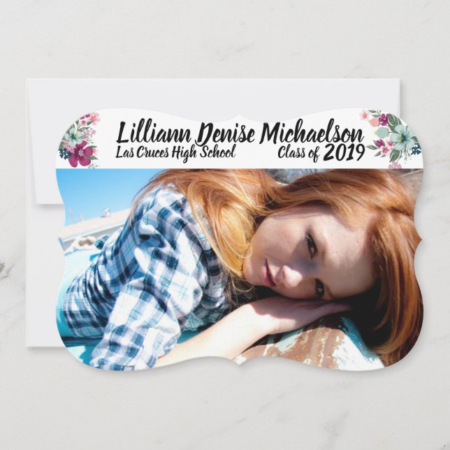 5x7 Fleurs tropicales supérieures Faire-part en bl (Devant)