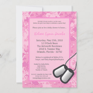 5x7 Girl ARMY Camo ACU Prin Baby shower Invitation