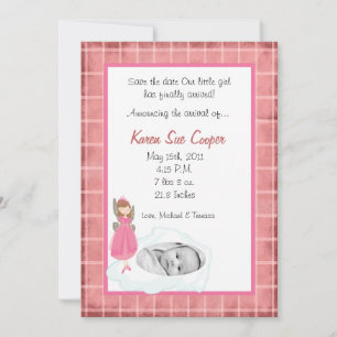 5x7 Girl Circle PHOTO sur Cloud Faire-part de nais