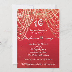 5x7 Glitz Glimmer Sweet 16 Anniversaire Invitation