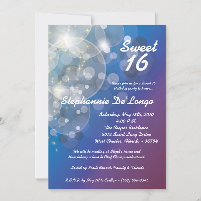 5x7 Glitz Glimmer Sweet 16 Anniversaire Invitation (Devant)