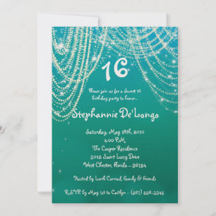 5x7 Glitz Glimmer Sweet 16 Anniversaire Invitation