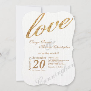 5x7 Gold Foil Parties scintillant Love Faire-part