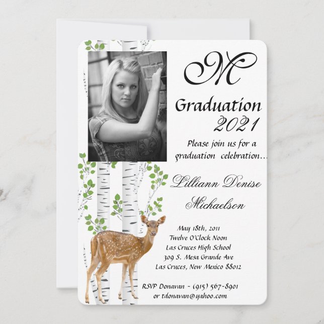 5x7 Graduation Partie Invitation Deer Doe Buck Woo (Devant)