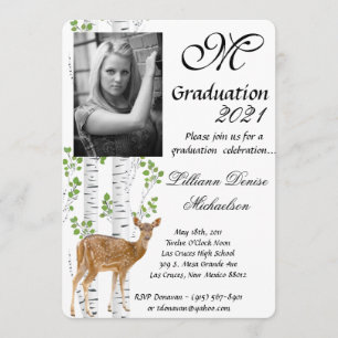 5x7 Graduation Partie Invitation Deer Doe Buck Woo