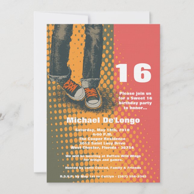 5x7 Grunge Baskets Seize Anniversaires Invitation (Devant)