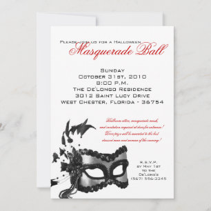 5x7 Halloween Masquerade Ball Mask Invitation