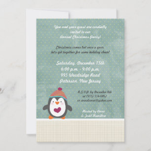 5x7 Hiver Pingouin Noël Invitation
