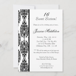 5x7 Invitation à la fête d'anniversaire des Damas