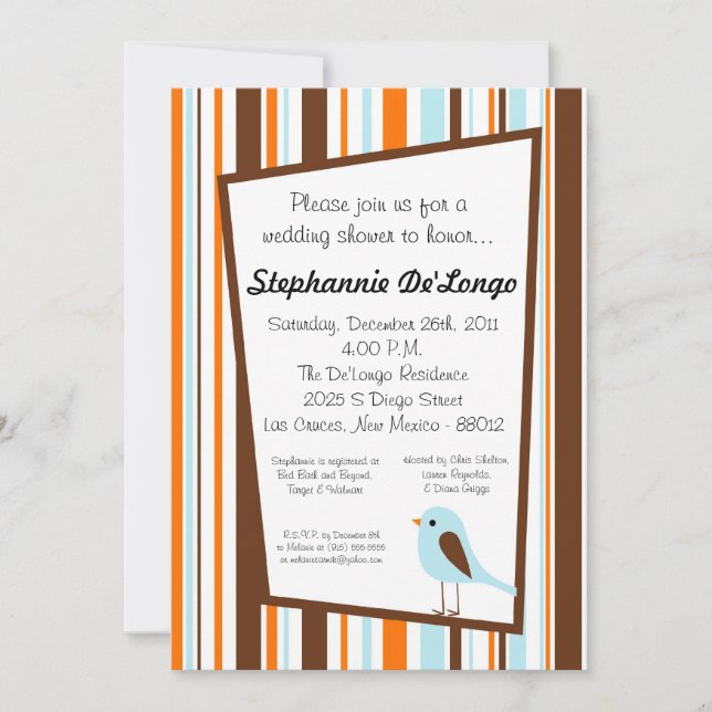 5x7 Invitation au Baby shower animal d'oiseaux for (Devant)