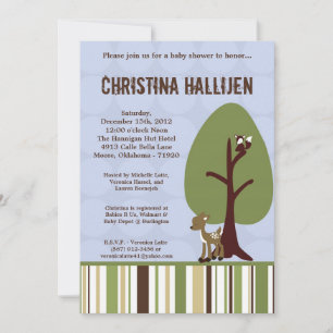 5x7 Invitation au Baby shower de forêt vierge ench