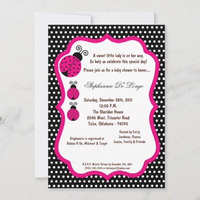 5x7 Invitation au Baby shower de la dame noire (Devant)
