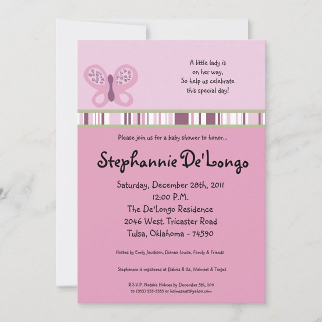 5x7 Invitation au Baby shower de prune de sucre (Devant)