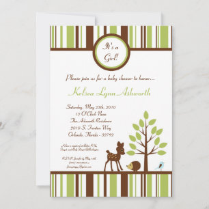 5x7 Invitation Baby shower de cerfs de forêt de bo
