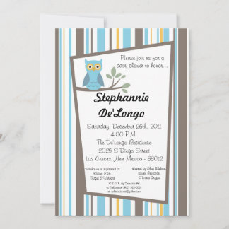 5x7 Invitation Baby shower de Chouette de forêt de