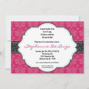 5x7 Invitation Baby shower de Damas à pois chaud