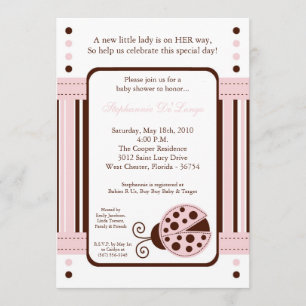 5x7 Invitation Baby shower de Mod Pink LadyBug
