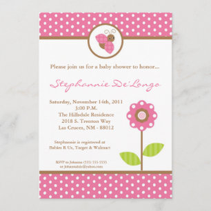 5x7 Invitation Baby shower d'insectes de printemps