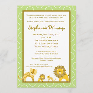 5x7 Invitation Baby shower du Lion Tiger TWINS