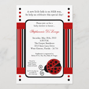 5x7 Invitation Baby shower moderne Mod Red LadyBug