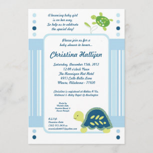 5x7 Invitation Baby shower océanique de la tortue