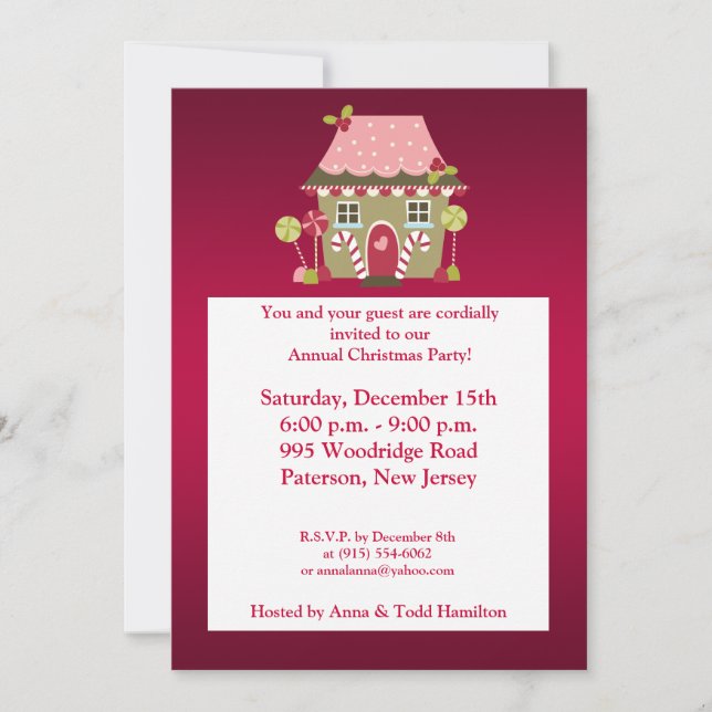 5x7 Invitation Candy Land House (Devant)