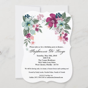 5x7 Invitation d'anniversaire Fleur tropicale en b