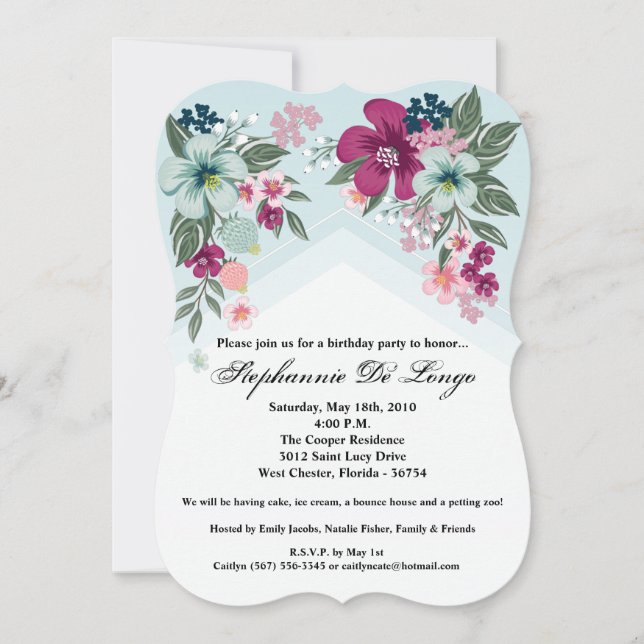 5x7 Invitation d'anniversaire Fleur tropicale sur  (Devant)
