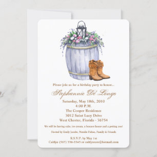 5x7 Invitation d'anniversaire Mariage campagnard d