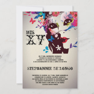 5x7 Invitation d'anniversaire Masquerade Quinceane