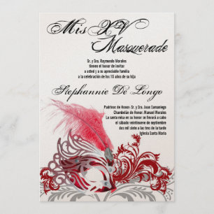 5x7 Invitation d'anniversaire Masquerade Quinceane