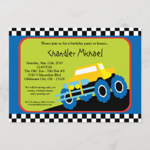 5x7 invitation de fête d'anniversaire de camion du