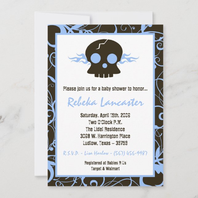 5x7 invitation - invitation punk de baby shower de (Devant)