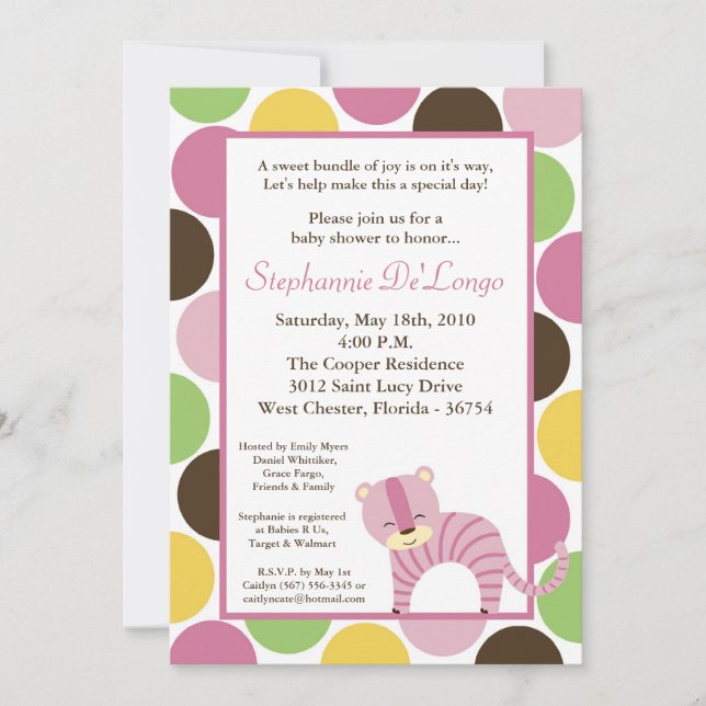 5x7 Jungle Queen Tiger Baby shower Invitation (Devant)