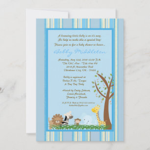 5x7 Jungle Safar Zoo Invitation Baby shower animal