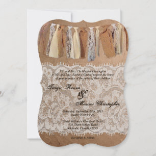 5x7 Kraftpapier-Tasche Spitze Jute Hochzeits-Einla Einladung